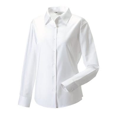 Russell Collectie Dames/Dames Lange Mouw Easy Care Oxford Shirt (Wit)