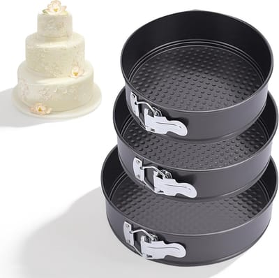 Set van 3 ronde bakvormen 20/22/24 cm, met anti-aanbaklaag, voor taarten en brood bakken
