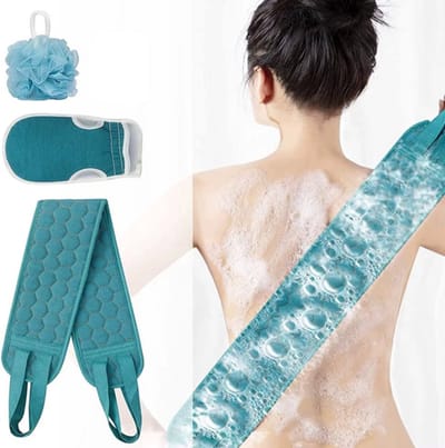Exfoliërende Bodyscrub Set – Rugschrobber, Badhandschoen en Loofah Douche Spons – Badaccessoires voor Scrubben, Huidverzorging, Peeling en Gladde Huid