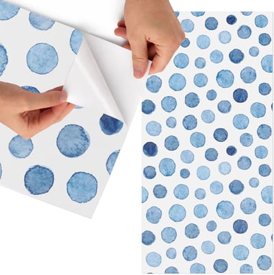 Tulup Meubelfolie - Blauwe stippen Meubelfolie - 75x150 cm - Blauw Meubelfolie - Wrapfolie Keuken - Waterverf Meubelfolie - Decoratiefolie - Tafeldecoratie - Achtergronden en patronen