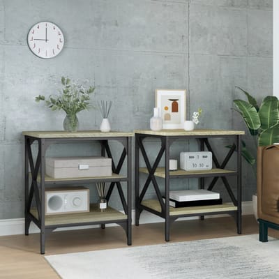 vidaXL - Bijzettafels - 2 - st - 40x42x50 - cm - bewerkt - hout - sonoma - eikenkleurig