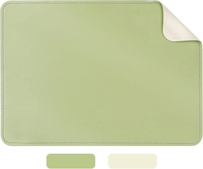 SnelShoppen - AiQInu Mousepad 280x200 mm PU Leer, Dubbelzijdige Muismat voor Laptop en Bureau, Beige en Groen, Elegante Desk Cover met Hoog Comfort