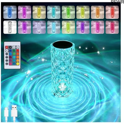 RFWR® Dimbare kristallen tafellamp met aanraakbediening en afstandsbediening - RGB kleurverandering, draadloos