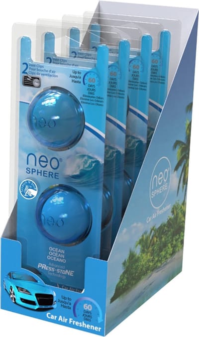 Neo-Sphere Autoparfum - Ocean/Blauw – Auto luchtverfrisser voor ventilatierooster - 8 stuks (4 Duopacks) – Langdurige frisheid tot 16 maanden
