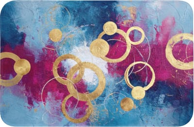 WC mat 60x40 cm - Antislip - Cirkels - Goud - Abstract - Toiletmat - Vloermat - Douchemat - Toilet tapijt - Toiletmatten