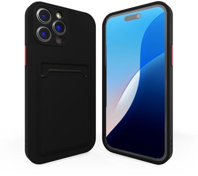 YPCd Pasjeshouder Backcover Geschikt voor Apple iPhone 16 Pro Max – Shockproof TPU Hoesje – Ingebouwd Kaartvak – Slim-Fit Portemonnee Design – Zwart