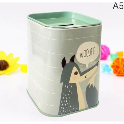 1 tirelire en métal pour pièces de monnaie, jolie boîte de rangement pour articles divers, cadeau, décoration d'intérieur gray