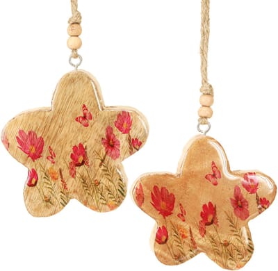Houten hanger Lentebloemen in natuurlijk roze H9cm 4 st., 4 Stück