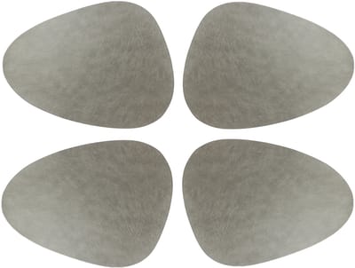Unique Living placemats Floris lederlook - 4x - 39 x 30 cm - zilver - PU leather - tafel onderleggers