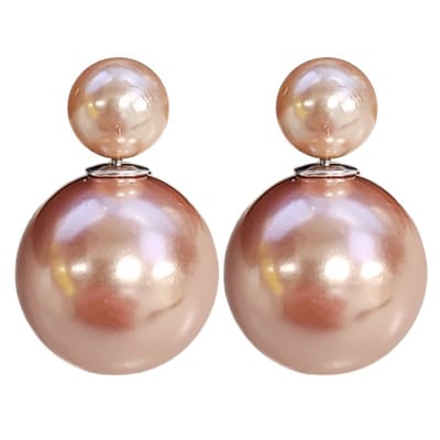 Fako Bijoux® - Oorbellen - Double Dots - Parel - Lichtgoud