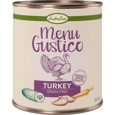 Voordeelpakket Lukullus Menu Gustico 24 x 800 g Hondenvoer - Kalkoen met Zoete Aardappel, Courgette en Wortel