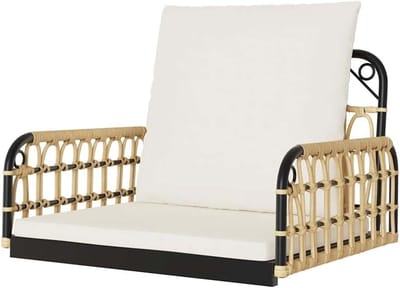 Schommelstoel met kussens - Hangstoel Buiten - Ontspannen in Tuin - Duurzaam Poly Rattan - 63x58x39cm - Bruin