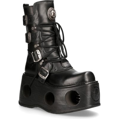 New Rock metalen zwart lederen Neptuno gotische laarzen-373-S2