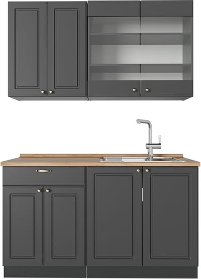 Vicco Fame-Line Eenpersoonskeuken – 140 cm, WB Eik Anthrazit-Gold Landhaus