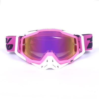 Motorbril/anti-UV antislipbril/racebril/skibril/motorfiets, off-road racen, ATV, ATV spons stofdichte bril/bril voor buitenactiviteiten voor volwassenen Wit en Roze