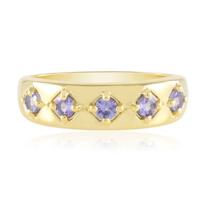 Cavill - Vergulde 925 Sterling Zilveren Ring met 5 Paarse Tanzanieten 0 482 ct - Rondslijpsel - Elegante Tijdloze Ringen voor Dames