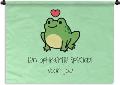 Wandkleed - Wanddoek - Beterschap - Spreuken - Dieren - Opkikker - 120x90 cm - Wandtapijt