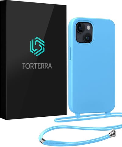 Hoesje Geschikt voor iPhone 13 Mini Case Siliconen Hoes Met Koord - Hoes Geschikt voor iPhone 13 Mini Met Telefoonkoord Hoesje Backcover - Lichtblauw