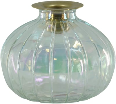 Housevitamin Kaarshouder- Flesje Met Goud Metalen Kaarshouder-Regenboog finish-11x11x8.5cm