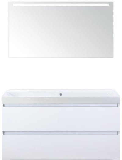 Maxx XL Badmeubelset 120 cm - Wit Hoogglans - Wastafel Just Enkel Zonder Kraangat met LED Spiegel