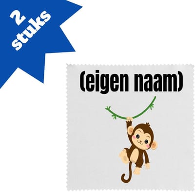 Akyol - kleine aap met eigen naam brillendoekjes - Aap - apen liefhebbers - iemand die houdt van apen - verjaardag - cadeau - kado - 17,8 bij 17,8 cm - 2 stuks