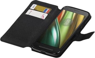 Cross Pattern TPU Bookstyle Case Hoesjes Geschikt voor Motorola Moto E (3nd Gen) E3 Zwart