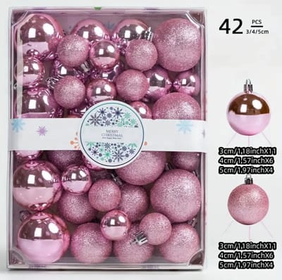 Livano Kerstballen - Kerstversiering - Plastic - Roze - Kerstballenset - 42 stuks