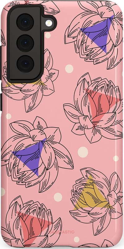 Casetastic Hoesje Geschikt voor Samsung S21 FE - Stijlvolle Beschermende Duo-layer Case - Bloemen Pastel Roze
