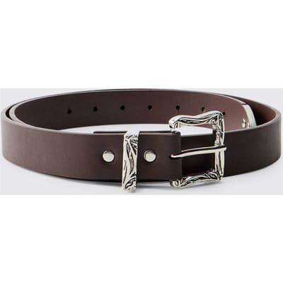 PU Western Buckle Belt | Brown | Size Small/Medium