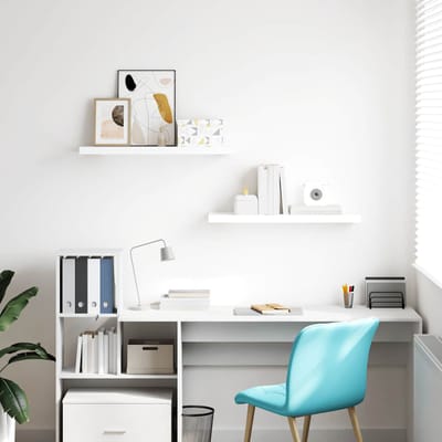 vidaXL - Wandschappen - zwevend - 2 - st - 80x23,5x3,8 - cm - MDF - hoogglans - wit