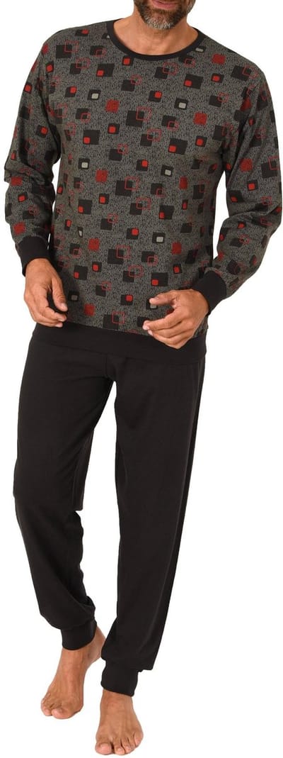 Normann herenpyjama met lange mouwen en manchetten in een elegante all-over look