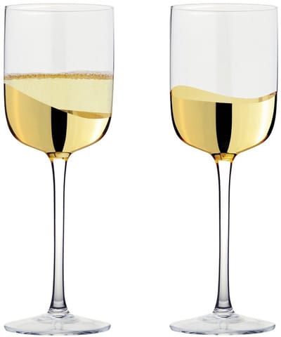 Anton Studio Design set van 2 wijnglazen met gouden golven 400 ml