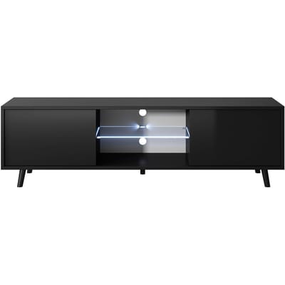 Selsey - Lefyr - TV-meubel - 140 cm - Mat zwart / Glanzend zwart