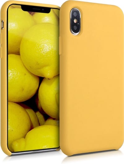kwmobile telefoonhoesje geschikt voor Apple iPhone XS - Hoesje met siliconen coating - Smartphone case in honinggeel