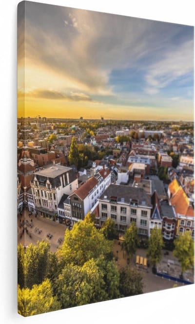 Artaza Canvas Schilderij Utrecht - 30x40 cm - Klein - Muurdecoratie Skyline - Wanddecoratie Zonsondergang - Kamer Accessoires