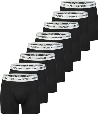 Only & Sons Heren Boxershorts ONSSCOTT 8 PACK Zwart M Ondergoed met Elastische Softband
