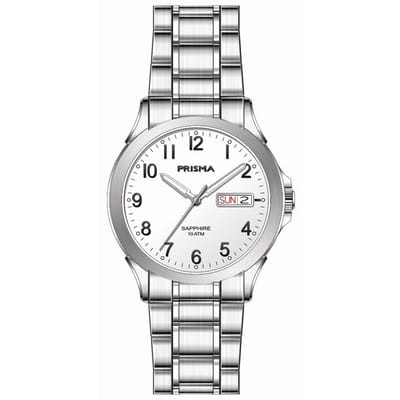 Prisma horloge P.1182 Brace solid cijfers Saffier 10 ATM