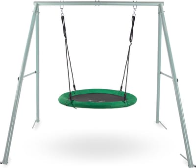 HyperMotion Kinderschommel 3+ met lattenbodem en touwen, in hoogte verstelbaar, belastbaar tot 150 kg, zitdiameter 102 cm, groen