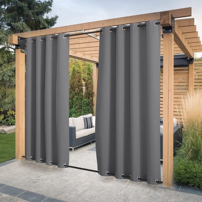 Verduisteringsgordijn voor buiten - Winddicht en Waterdicht, 2 Panelen, Grijs, L 132 x H 243 cm