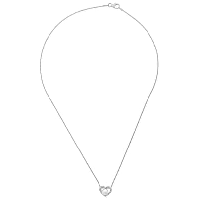 Orphelia ZH-7233 - PENDANT HEART FRESH WATER PEARL ZIRC - 925 silver - cubic zirkonia - parel - 45 cm