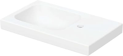 Wastafel Fonteintje - Wastafel Klein - Badkamer Inrichting - Asymmetrisch Planchet Links - 58.5D x 19.5B x 43.5H cm - Wit