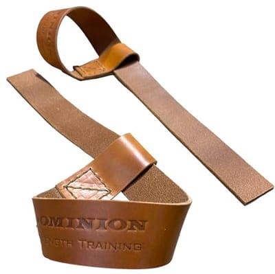 Dominion Strength Training Lifting straps met gesloten lus, premium topnerf plantaardig gelooid leer - ultieme grip voor zware trekkingen en gewichtheffen