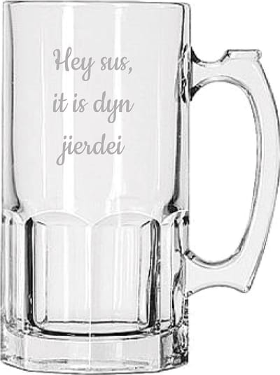 Bierpul gegraveerd - 1ltr - Hey sus it is dyn jierdei