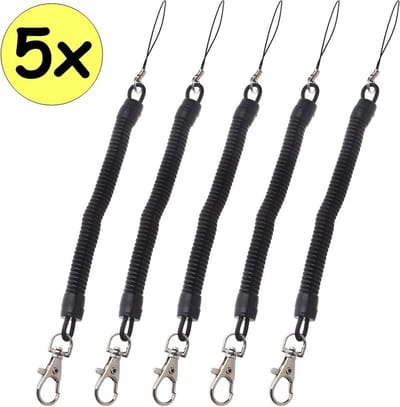 Fako Bijoux - Uittrekbare Sleutelhanger Spiraal - Uittrekbaar - Verend - 23cm - 5 Stuks