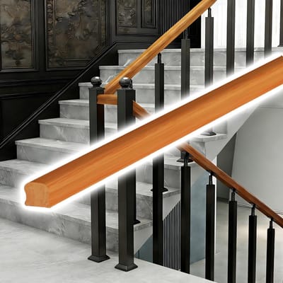 Trapleuning met houder - Leuningpaal Balustrade - Veilig Traplopen - Verstelbare Hoogte - Lengte 200 cm - Zwart