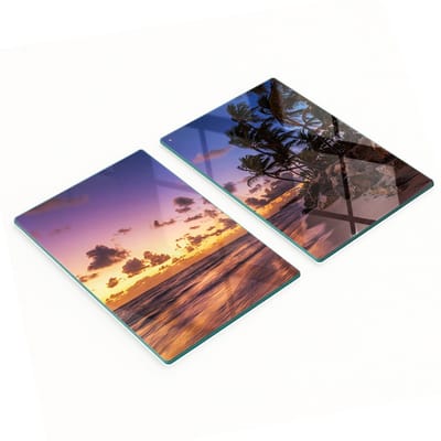 Geharde multifunctionele decoratieve glazen planken Strand Zon 2x40x52 cm