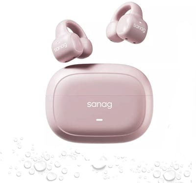 ECTEATOY® Koptelefoon - Sanag S3S - Sanag Open Draadloze Oordopjes - Bluetooth 5.3 Clip-on Design - Batterijduur van 24 uur - Mini Bone Conduction Hoofdtelefoon - Met Microfoon - Waterdicht - Geschikt voor Fitness en Hardlopen - Roze