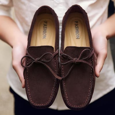 Mode Herenschoenen Echt Leer Casual Zomerschoenen Klassieke Heren Loafers Elegante Slip-on Heren Flats Plus Mannelijke Rijschoenen 41 brown