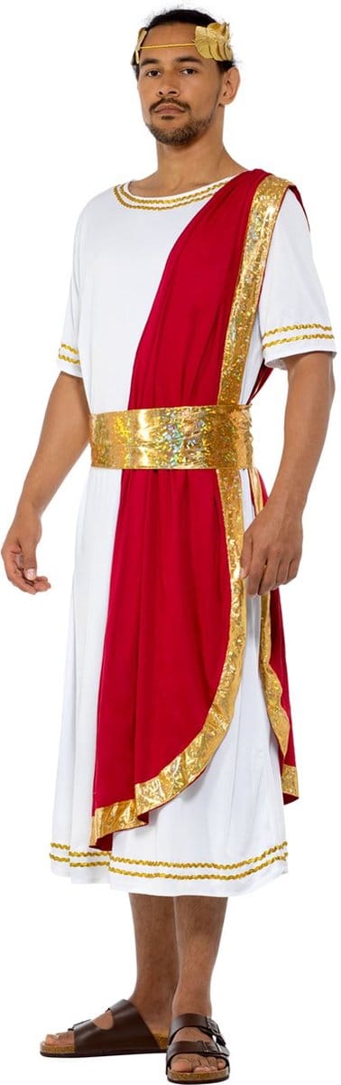 Karnival Costumes Romeinse Keizer Kostuum voor Mannen Carnavalskleding Heren Carnaval - Polyester - Maat XL - 3-Delig Tuniek/Riem/Hoofdband