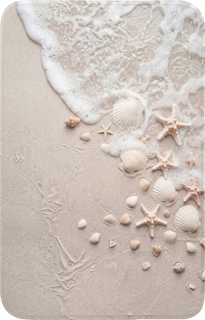 WC mat 50x80 cm - Antislip - Schelpen - Zeesterren - Strand - Toiletmat - Vloermat - Douchemat - Toilet tapijt - Toiletmatten